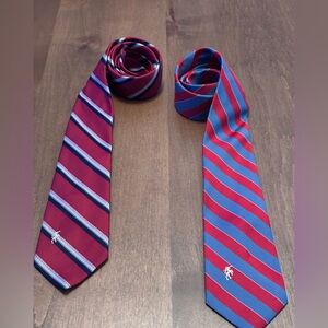 Set of two Striped Bronzini Ties - shades of Red and Blue